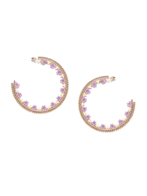 

W White Dome Shaped Half Hoop Earrings