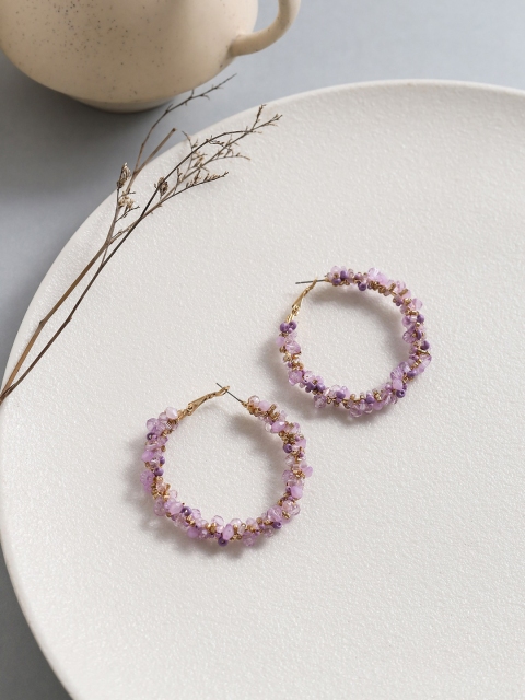 

W Purple Circular Hoop Earrings