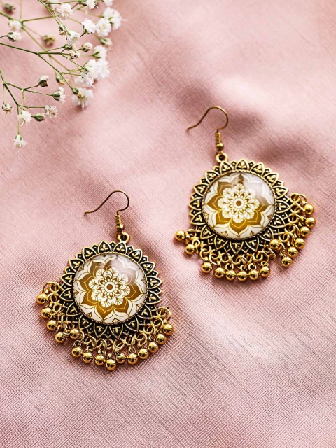 

W Gold-Toned Crescent Shaped Drop Earrings