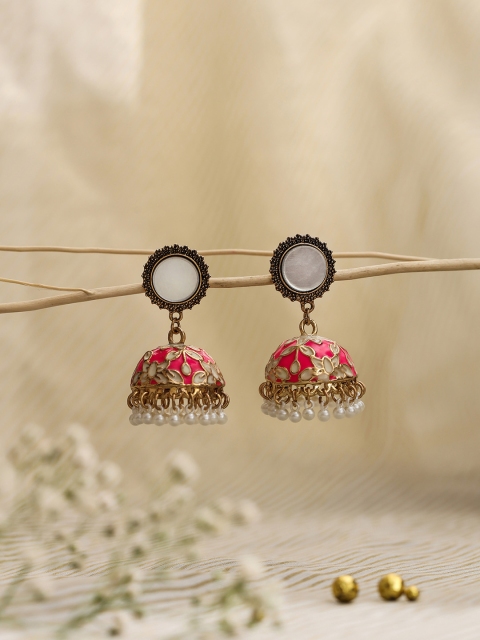 

W Pink Dome Shaped Jhumkas Earrings