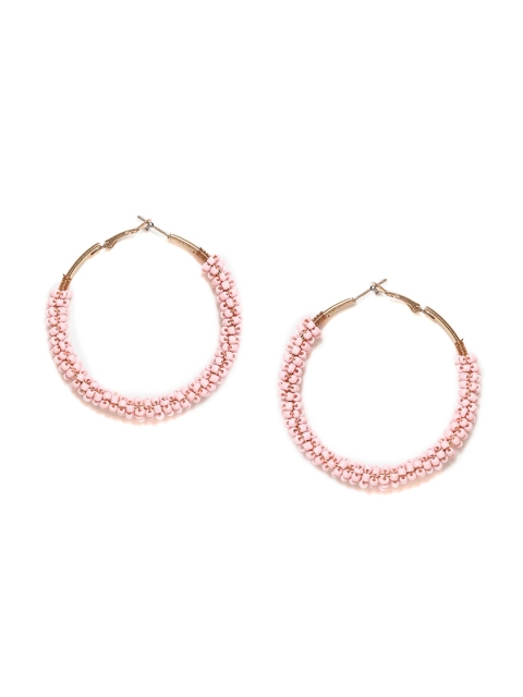 

W Pink Circular Hoop Earrings