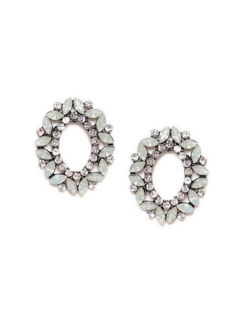 

W White Floral Hoop Earrings
