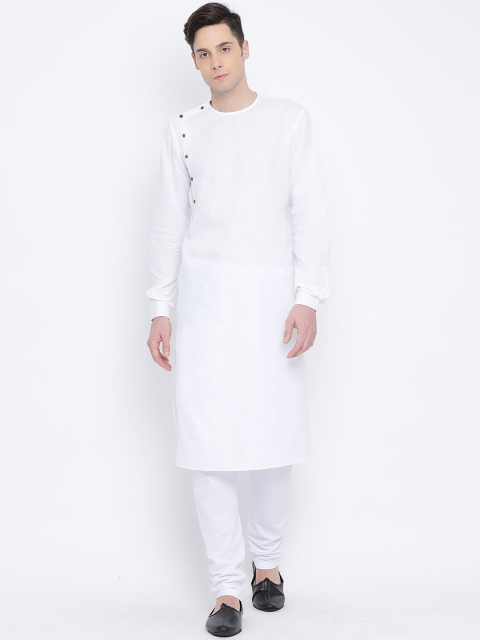 

NAMASKAR Men White Pure Cotton Kurta with Churidar