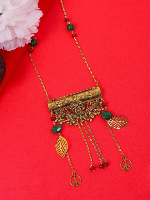 

DIVA WALK Gold-Toned & Green Brass Gold-Plated Necklace