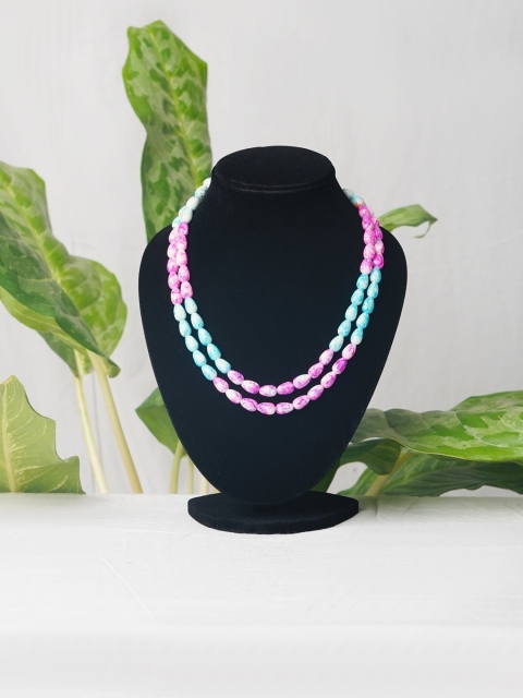 

Unnati Silks Blue & Pink Beaded Layered Necklace