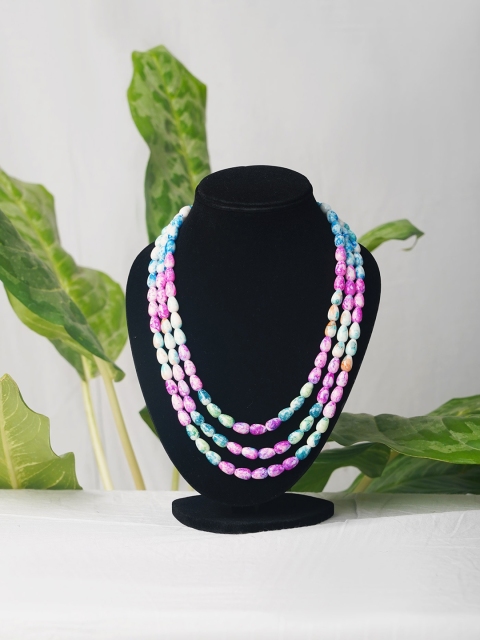 

Unnati Silks Blue & Pink Beaded Layered Necklace