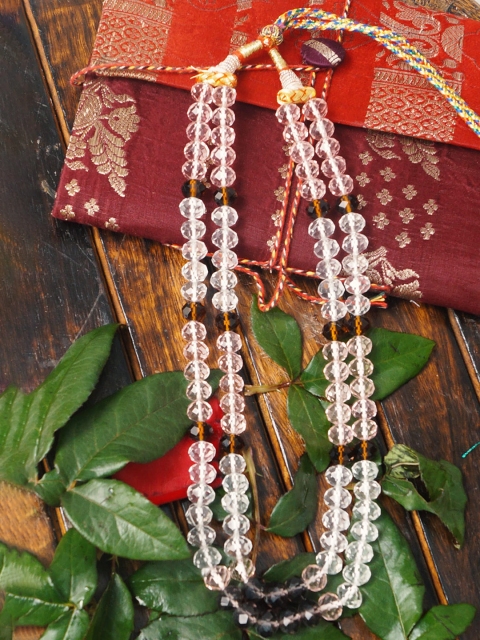 

Unnati Silks White & Brown Crystal Beaded Layered Necklace