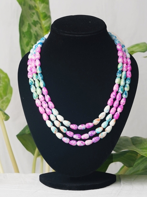 

Unnati Silks Blue & Pink Beaded Layered Necklace