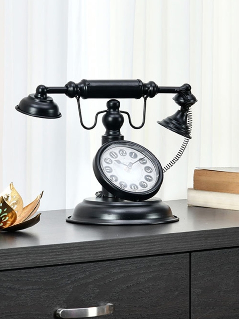 

Athome by Nilkamal Black Abstract Shaped Contemporary Table Clock