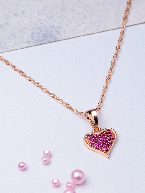 

BARSANO Gold-Toned & Pink Brass Rose Gold-Plated Handcrafted Necklace