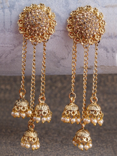 

BARSANO Gold-Toned Classic Jhumkas Earrings