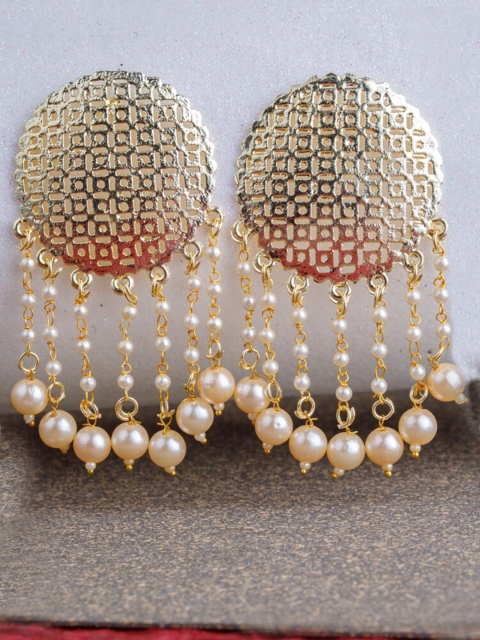 

BARSANO Gold-Toned Circular Drop Earrings