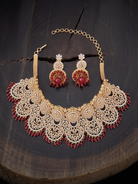 

Kushal's Fashion Jewellery Red Gold-Plated Necklace
