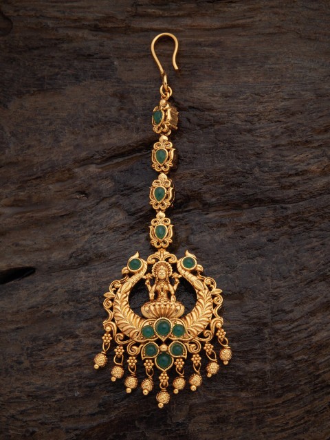 

Kushal's Fashion Jewellery Women Green & Gold-Toned Stones-Studded Maang Tikka
