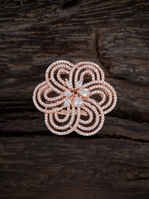 

Kushal's Fashion Jewellery Rose Gold-Plated White CZ-Studded Adjustable Finger Ring