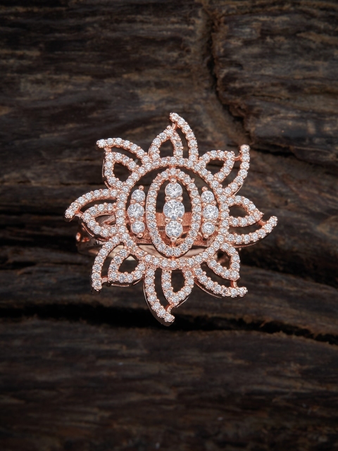 

Kushal's Fashion Jewellery Rose Gold-Plated White CZ-Studded Finger Ring