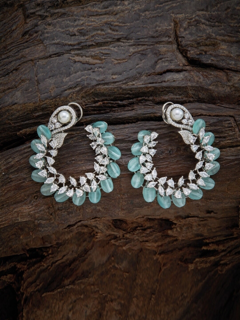 

Kushal's Fashion Jewellery Sea Green Floral Hoop Earrings