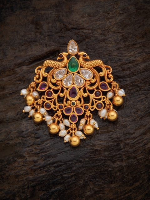 

Kushal's Fashion Jewellery Women Red Gold-Plated Artificial Stone Studded Pendant