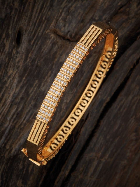 

Kushal's Fashion Jewellery Women White Cubic Zirconia Gold-Plated Kada Bracelet