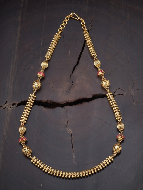 

Kushal's Fashion Jewellery Gold-Plated Red Faux Ruby 925 Silver Temple Chain