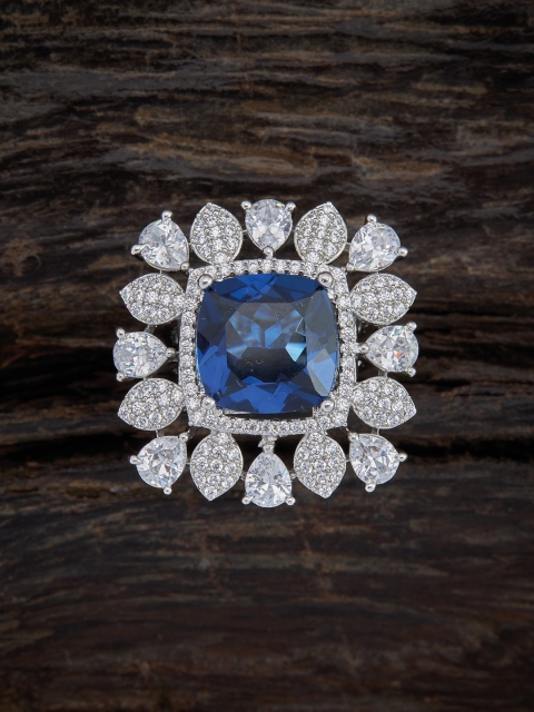 

Kushal's Fashion Jewellery Silver-Toned Blue Stone Rhodium-Plated Finger Ring
