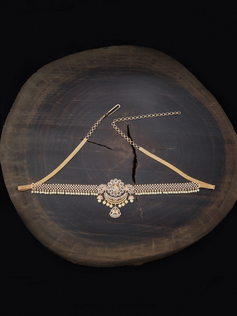

Kushal's Fashion Jewellery Gold-Plated White CZ-Studded Waist Chain