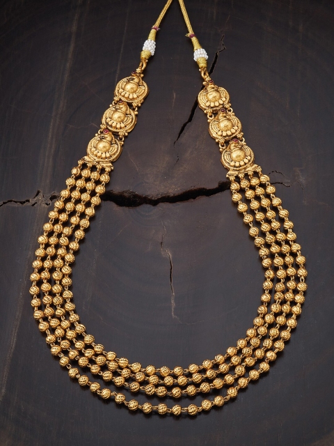 

Kushal's Fashion Jewellery Gold-Toned & Red Silver Gold-Plated Temple Necklace