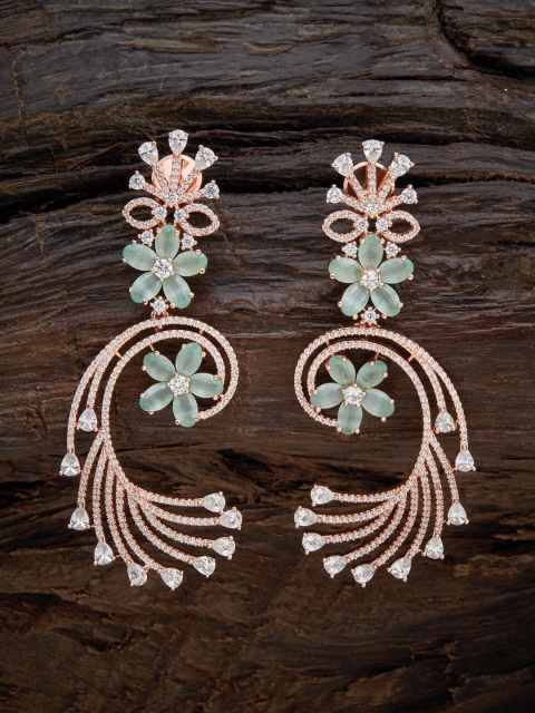 

Kushal's Fashion Jewellery Sea Green Contemporary Jhumkas Earrings