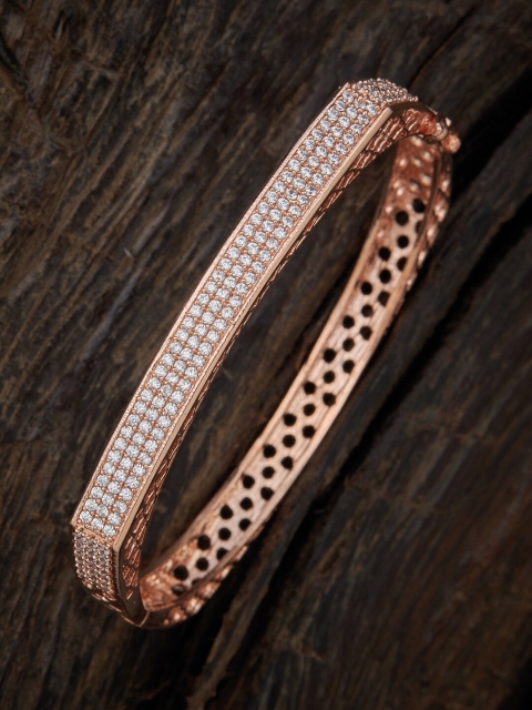 

Kushal's Fashion Jewellery Women White Cubic Zirconia Gold-Plated Kada Bracelet