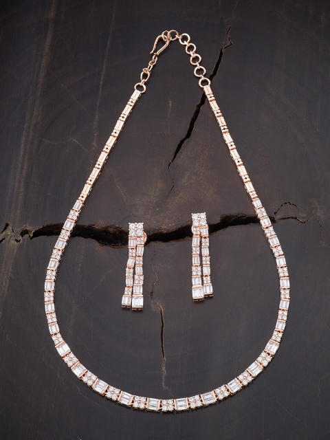 

Kushal's Fashion Jewellery White Gold-Plated Necklace Set