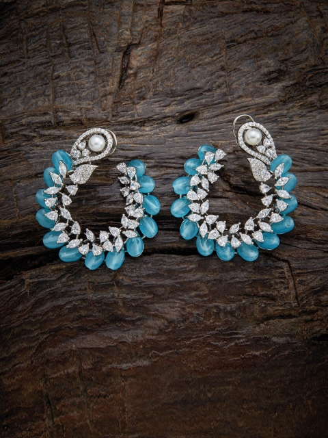 

Kushal's Fashion Jewellery Blue Floral Half Hoop Earrings