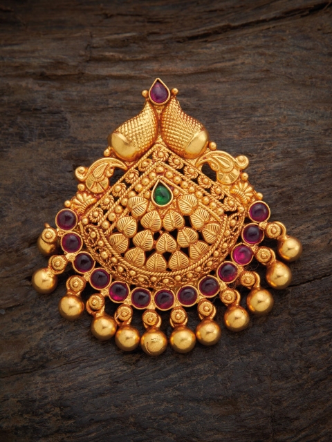 

Kushal's Fashion Jewellery Gold-Plated Stone Studded 92.5 Silver Pendant