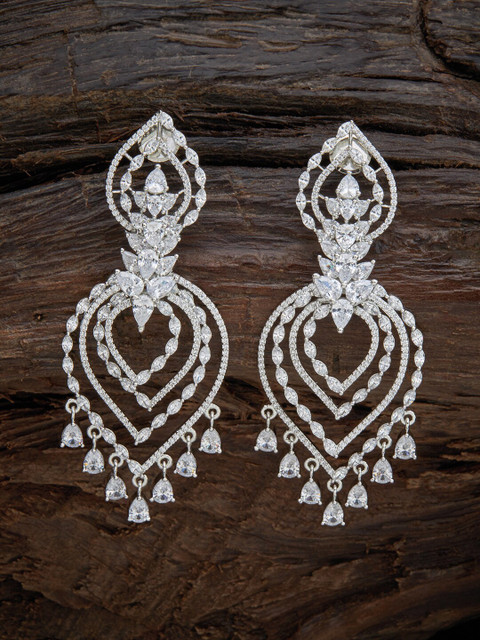 

Kushal's Fashion Jewellery White Leaf Shaped Drop Earrings