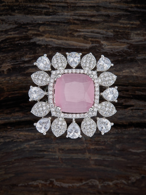 

Kushal's Fashion Jewellery Pink & Rhodium-Plated Cubic Zirconia Finger Ring