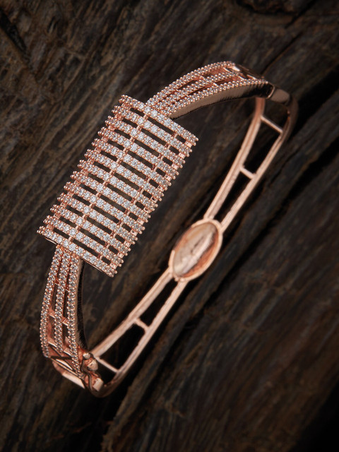 

Kushal's Fashion Jewellery Women White Cubic Zirconia Gold-Plated Kada Bracelet
