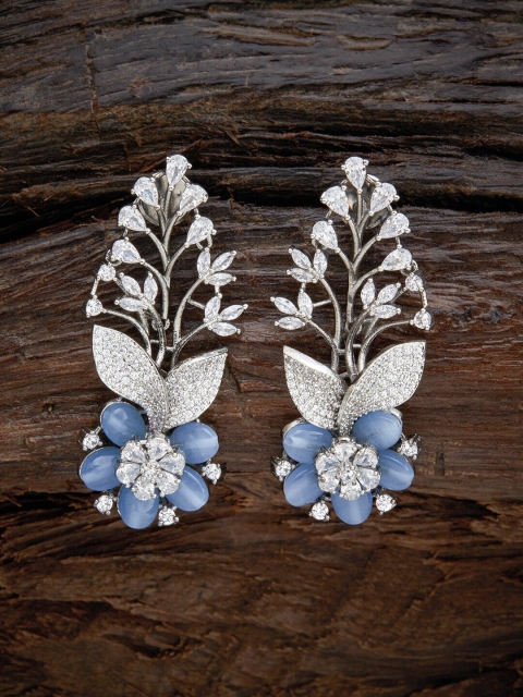 

Kushal's Fashion Jewellery Blue Floral Drop Earrings