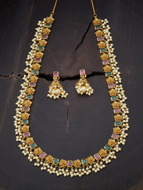 

Kushal's Fashion Jewellery Red Gold-Plated Antique Necklace
