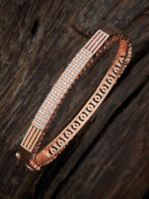 

Kushal's Fashion Jewellery Women White Cubic Zirconia Gold-Plated Kada Bracelet