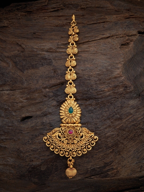 

Kushal's Fashion Jewellery Women Red & Green Antique Maang Tikka