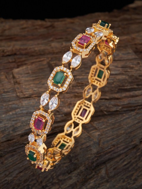 

Kushal's Fashion Jewellery Women Gold-Plated Red & Green CZ Studded Bangle