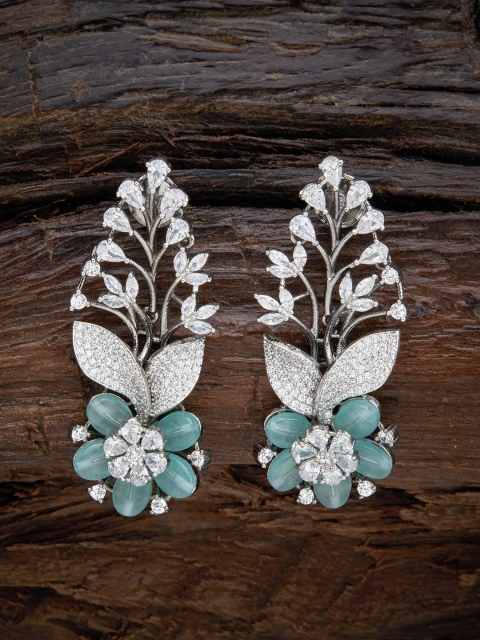 

Kushal's Fashion Jewellery Sea Green Floral Drop Earrings