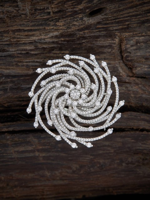 

Kushal's Fashion Jewellery Rhodium-Plated White CZ Studded Finger Ring