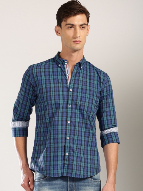

Harvard Men Blue Regular Fit Checked Casual Shirt