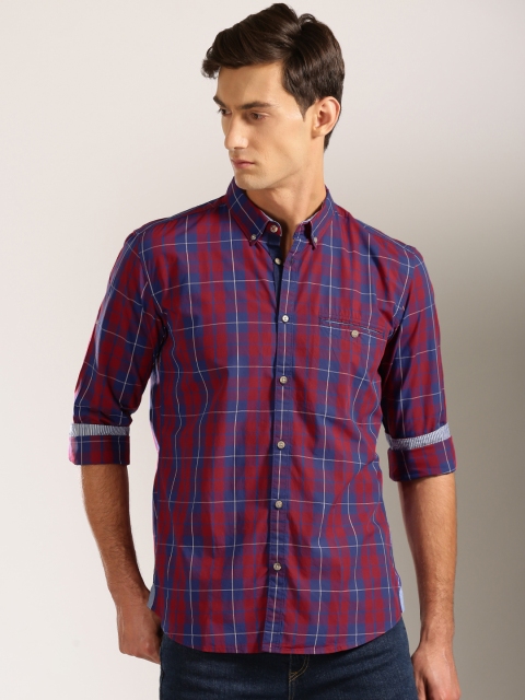 

Harvard Men Navy Red & Blue Checked Casual Shirt