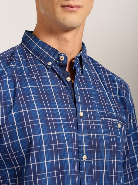 

Harvard Men Navy Blue Checked Casual Shirt