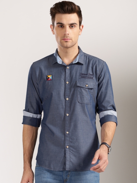 

Harvard Men Blue Regular Fit Solid Casual Shirt