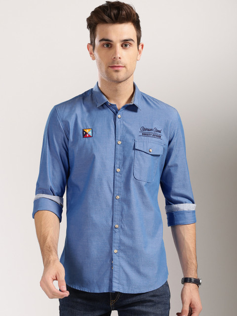 

Harvard Men Blue Regular Fit Solid Casual Shirt