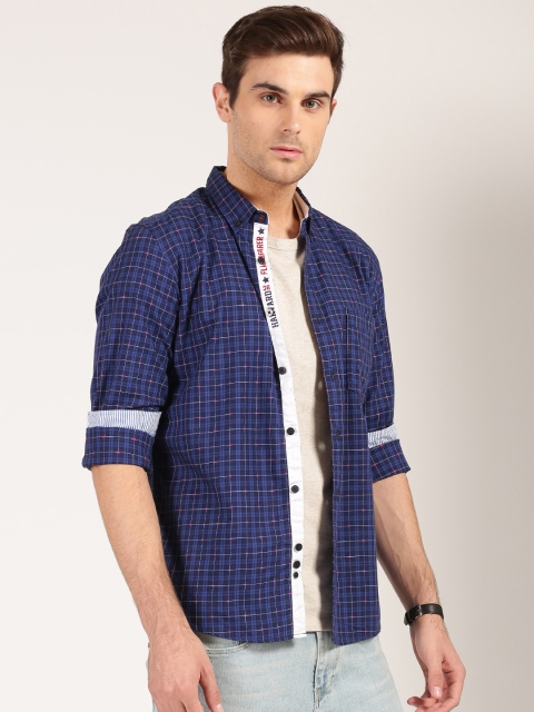 

Harvard Men Blue Regular Fit Checked Casual Shirt