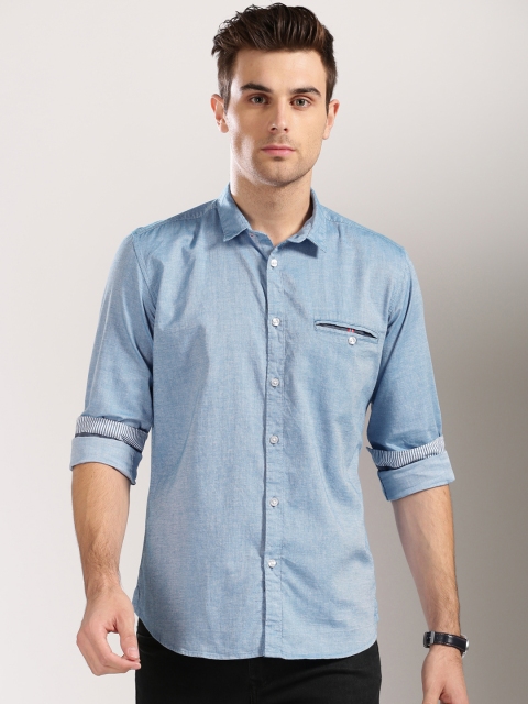 

Harvard Men Blue Regular Fit Solid Casual Shirt