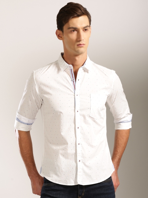 

Harvard Men White Printed Casual Shirt